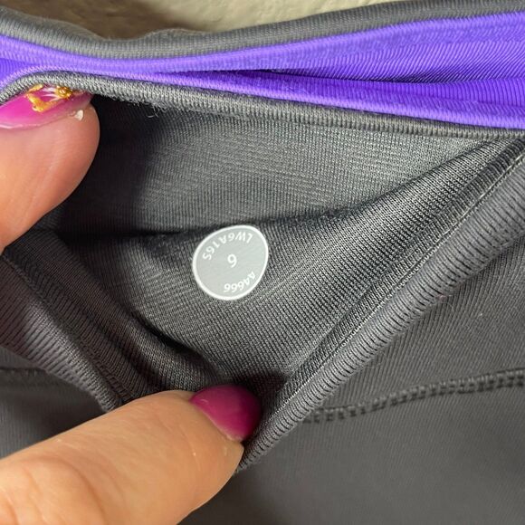 Lululemon Amped Crop Women’s Leggings Low Rise In Gray Purple White Sz 6 #499 - Picture 8 of 12